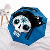 1PC Sugar Skull Cat Auto Folding Umbrella - Compact 8-Rib Design, Durable Plastic & Iron, Lightweight for Outdoor Daily Use097