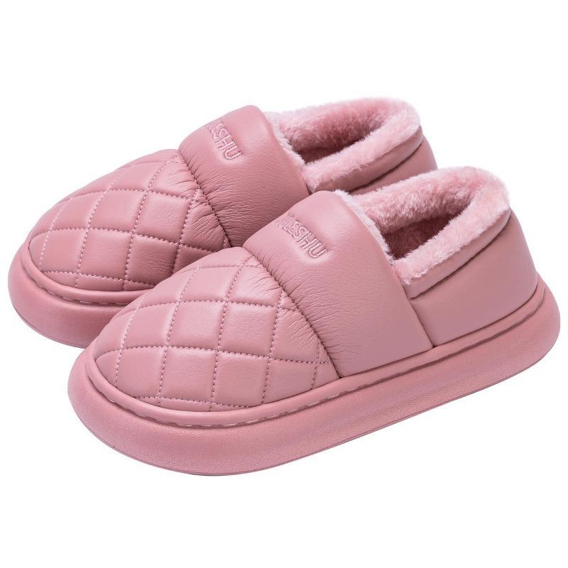Waterproof cotton slippers women's autumn and winter elderly home thermal bag heel thick-soled non-slip leather cotton shoes men's outer wear