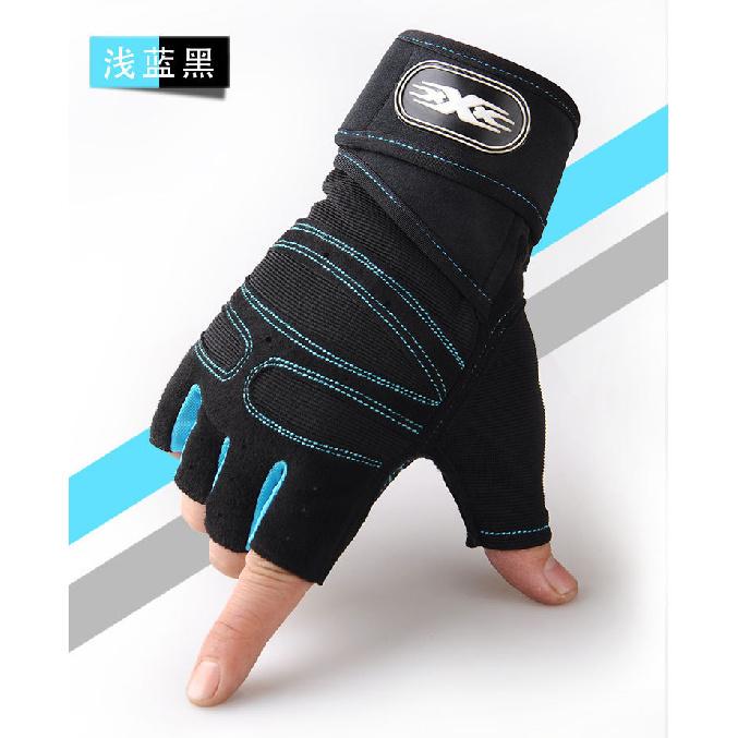 Weightlifting half-finger gloves, men's sports and fitness gear, outdoor cycling, non-slip wrist guards, breathable gloves, wristbands, dumbbells