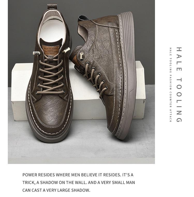 Men's Retro High-Top Sneakers | Thick-Soled, Casual, Invisible 6cm Height Boost, Autumn Trend