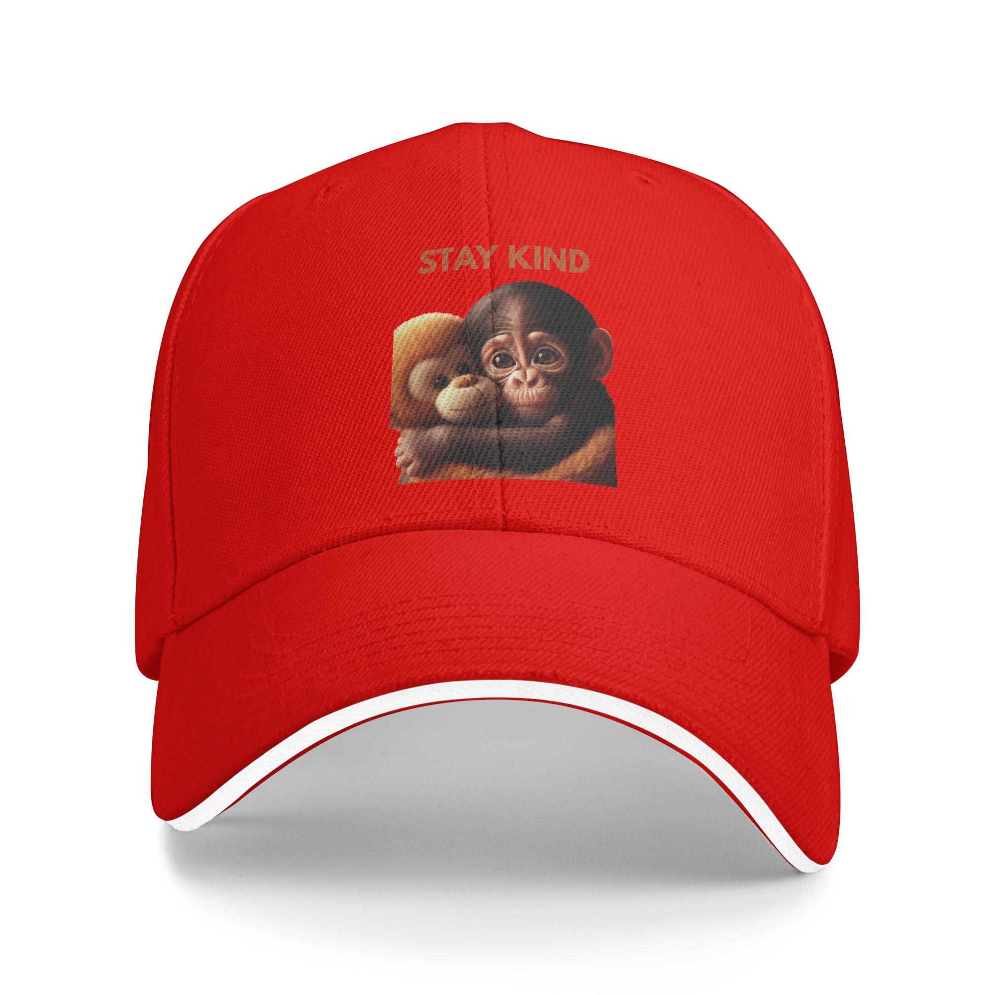 Punch Monkey Sticker Funny and Trendy Cartoon Monkey Baseball Cap Street Style Couple Women Trucker Hat SunProof Baseball Cap One Size