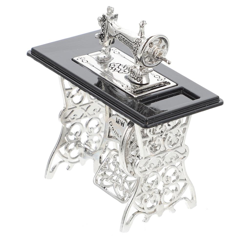 Mini Sewing Machine House Furniture Machines Toy Room Micro Model Alloy Pedal Tool Modeling Furnishings Toddler