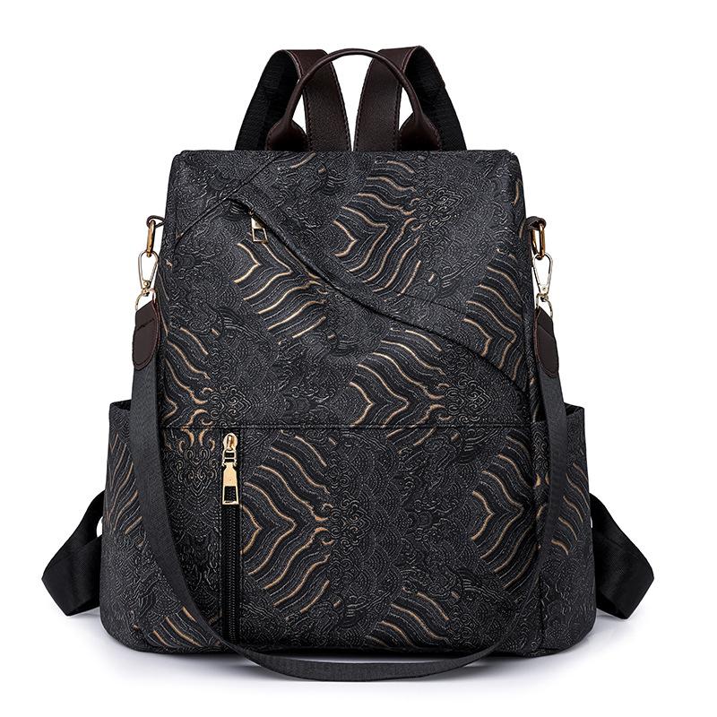 

Рюкзак с принтом, большой емкости, дорожный женский рюкзак, школьный рюкзак для студентов чёрный