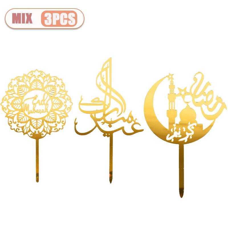 Elegant Acrylic Ramadan Cake Decor Crescent Moon Eid Mubarak For Middle Eastern Party Table Islamic Festival Dessert Decorations