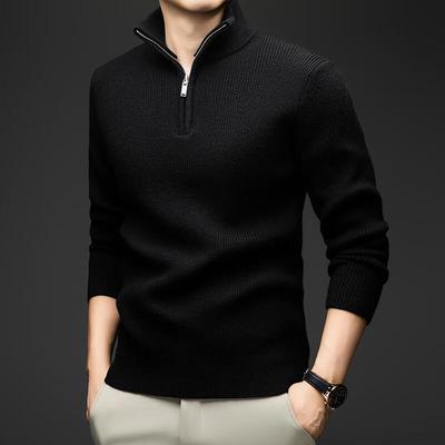 Hengyuanxiang Men's Thickened Turtleneck Zipper Knit Sweater