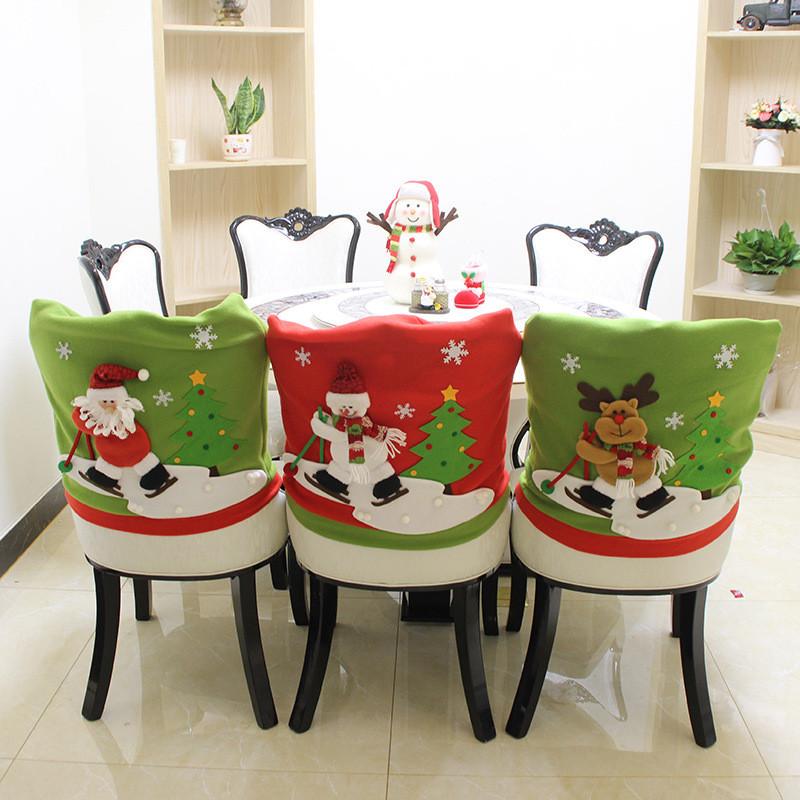 Festive Christmas Chair Covers For Holiday Decor Soft Plush Ski Chair Cap For Christmas