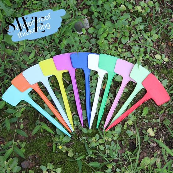 Plant Plaques 10Pcs/Set Labels Waterproof Insert Design Solid Color T-Shape Plastic Tags for Gardening