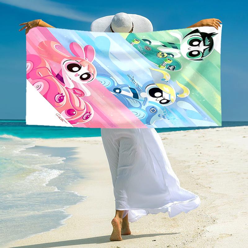 1Pc Powerpuff Girls Adventure Beach Towel Microfiber Beach Towel Thin Absorbent For Beach Swimming Yoga Bath Sports 0917297