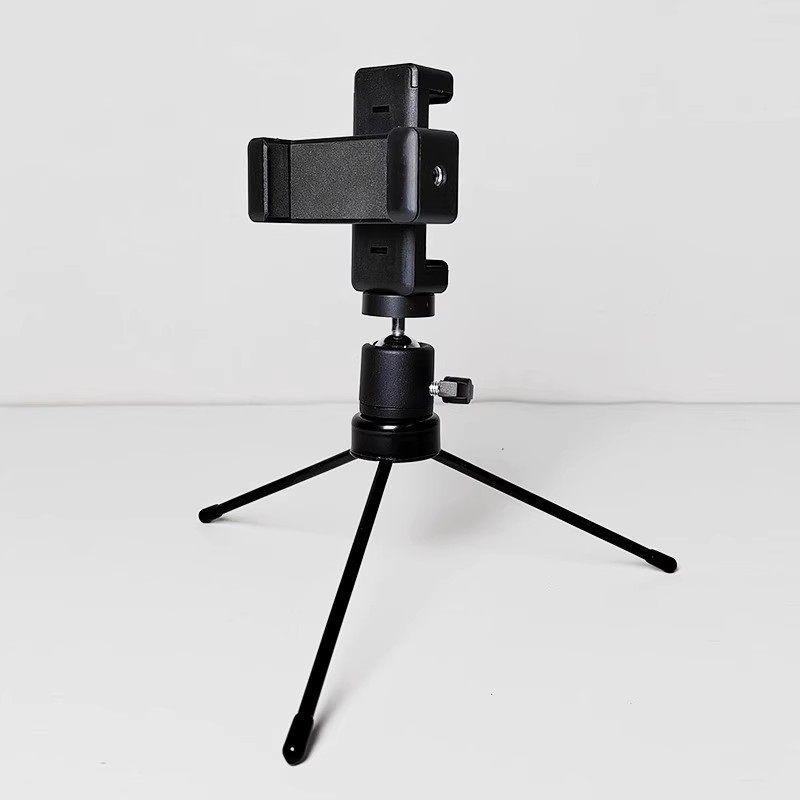 Support de Téléprompteur de Téléphone pour Double Appareil avec Pince Double Face et Trépied de Bureau