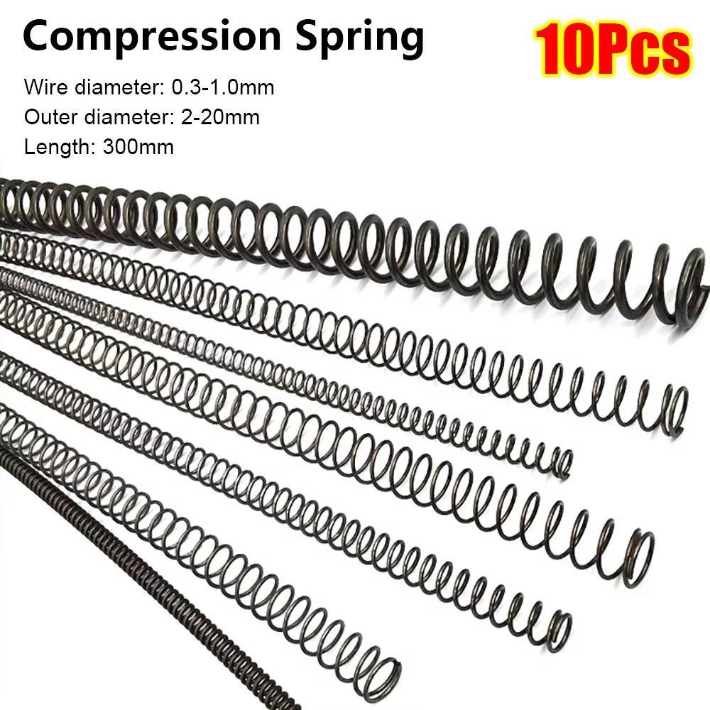 10Pcs Y-type Compression Spring Length 300mm 65Mn Spring Steel Long Coil Spring 0.3 0.4 0.5 0.6 0.7 0.8 1mm Return Spring