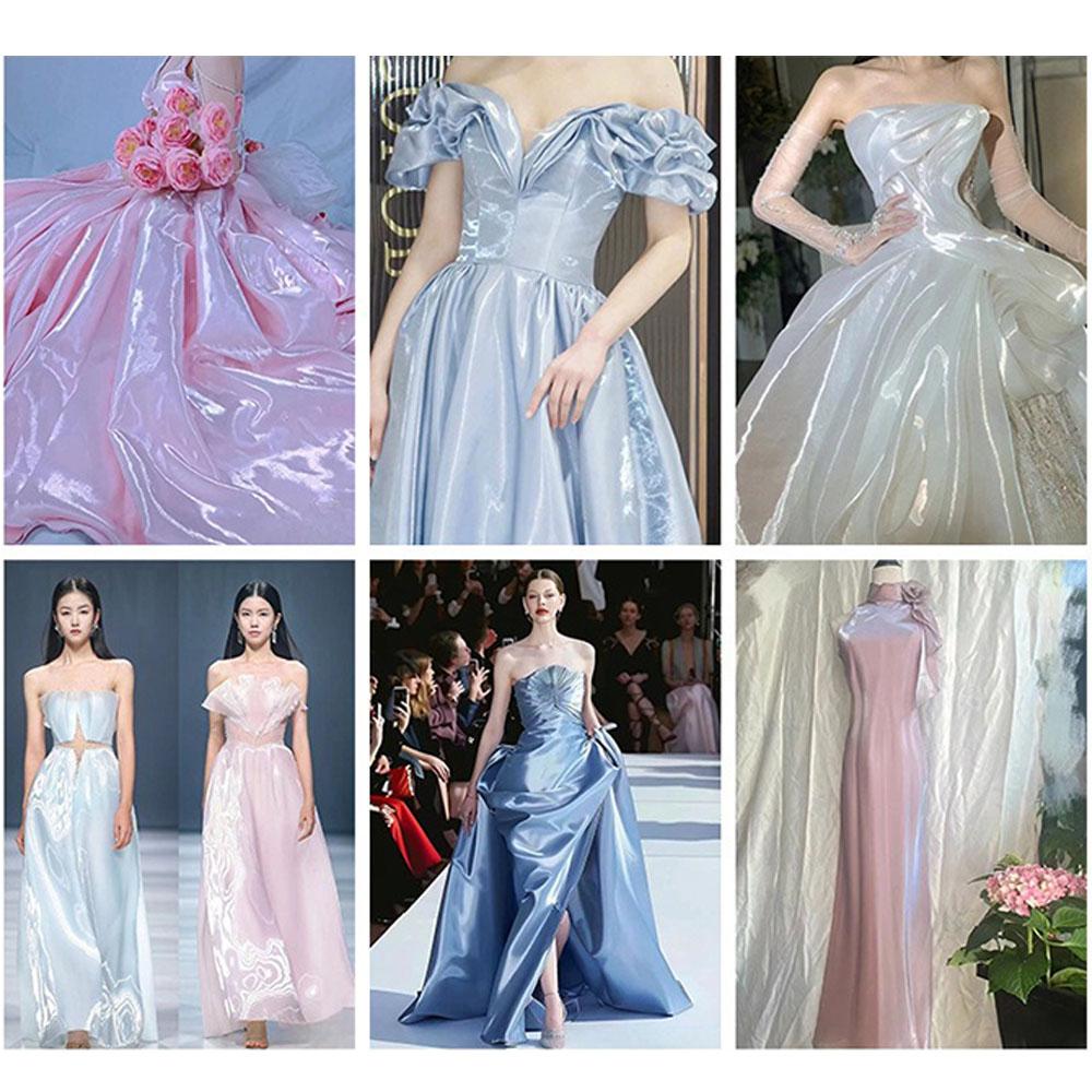 Liquid Drape Satin Fabric Heavyweight High Density Reflective Polyester for Couture Wedding Dresses Gown Designer Stage Styling