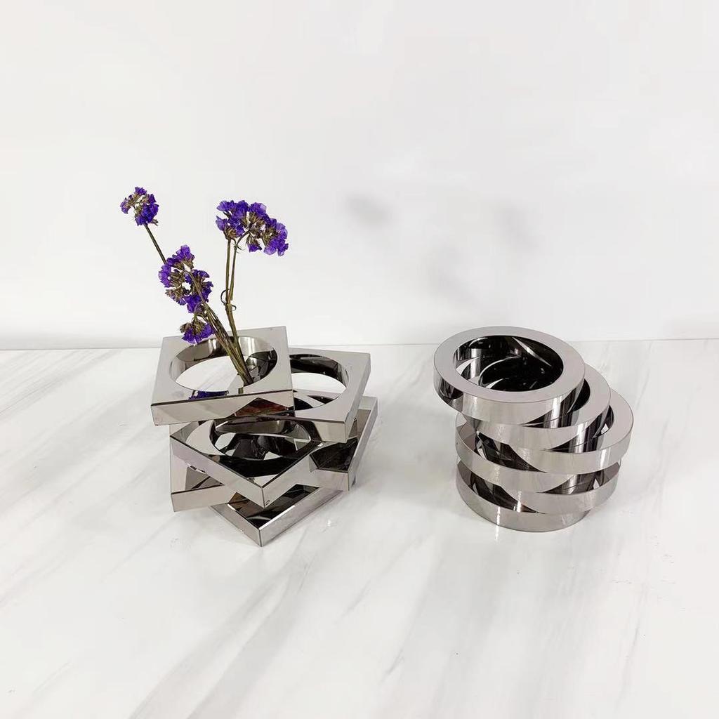 Vaso de Vidro de Cristal Criativo Círculo Sobreposto Geométrico Acessórios para Arranjo de Flores Vaso para Terrário Decoração de Casa