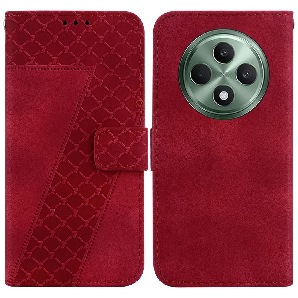 For Oppo Reno12 F 5G Case 7-Shaped Pattern Imprint Leather Stand Phone Cover