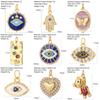 Evil Blue Eye Flower Heart Charms for Jewelry Making Cute Bird Butterfly Bear Gold Color Dijes Diy Earrings Necklace Bracelet