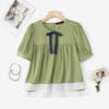 ZANZEA Women Casual Round Neck Summer Short Sleeve Lace Splice Blouse