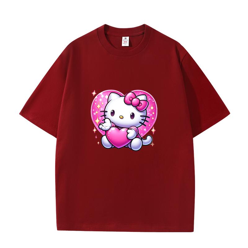 

D06-10 MINISO 2026 Summer High-quality Printed Pure Cotton Shoulder Style Men s and Women s Round Neck Short Sleeved Couple T-shirt XXXL
