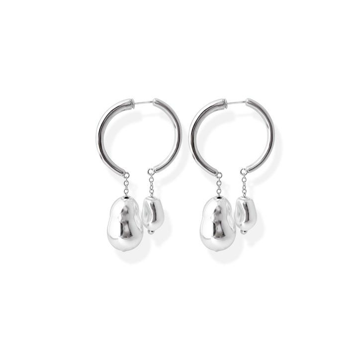 

Дизайнерские серебряные серьги с полым стеклянным двойным шаром и серебряной иглой 925 пробы