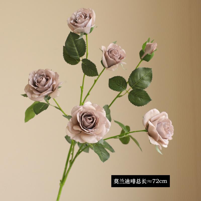 6-Head moisturizing rose simulation flower, high-quality home living room decoration fake flower simulation moisturizing rose