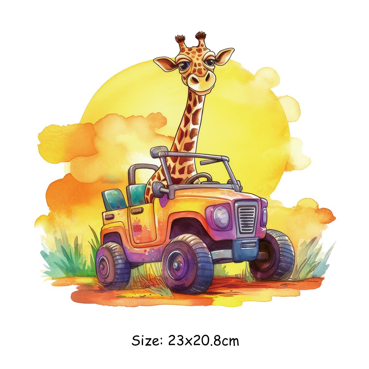 

Наклейки с изображением жирафа на машине, нашивка для одежды, подарок для девочек и мальчиков, теплопередача, новинка, сделай сам, моющиеся аксессуары для одежды, нашивка, утюг