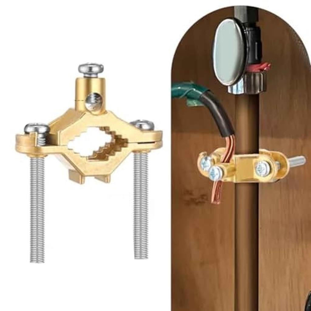 Ground Clamp 1/2,1 Fitting, 3 Piece Copper Alloy Ground Rod Clamp With Screws Bonding To Water And Steel For Electrical Safety Applications,1PCS,