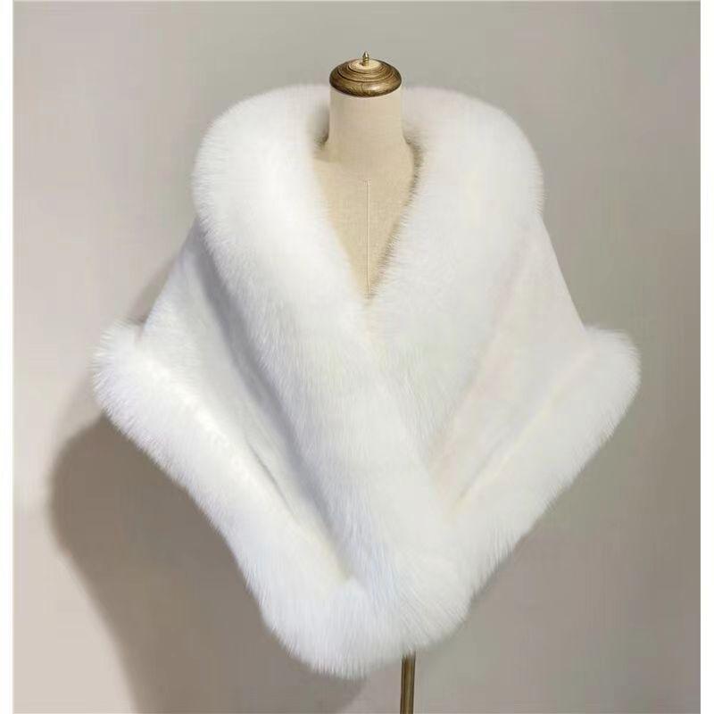 Imitation Fur Shawl Women's Autumn and Winter Imitation Mink Hair Fox Fur Collar Dress Cheongsam Cape Short Coat Tide