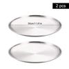 2Pcs Stainless Steel Round Plate Bone Spitting Dish Shallow Tray Metal Camping Plate Dining Disc BBQ Picnic Dishes Cookware