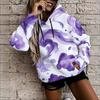 Women Plus Size Colorful Brush Print Long Sleeve Kangaroo Pocket Drawstring Hoodie