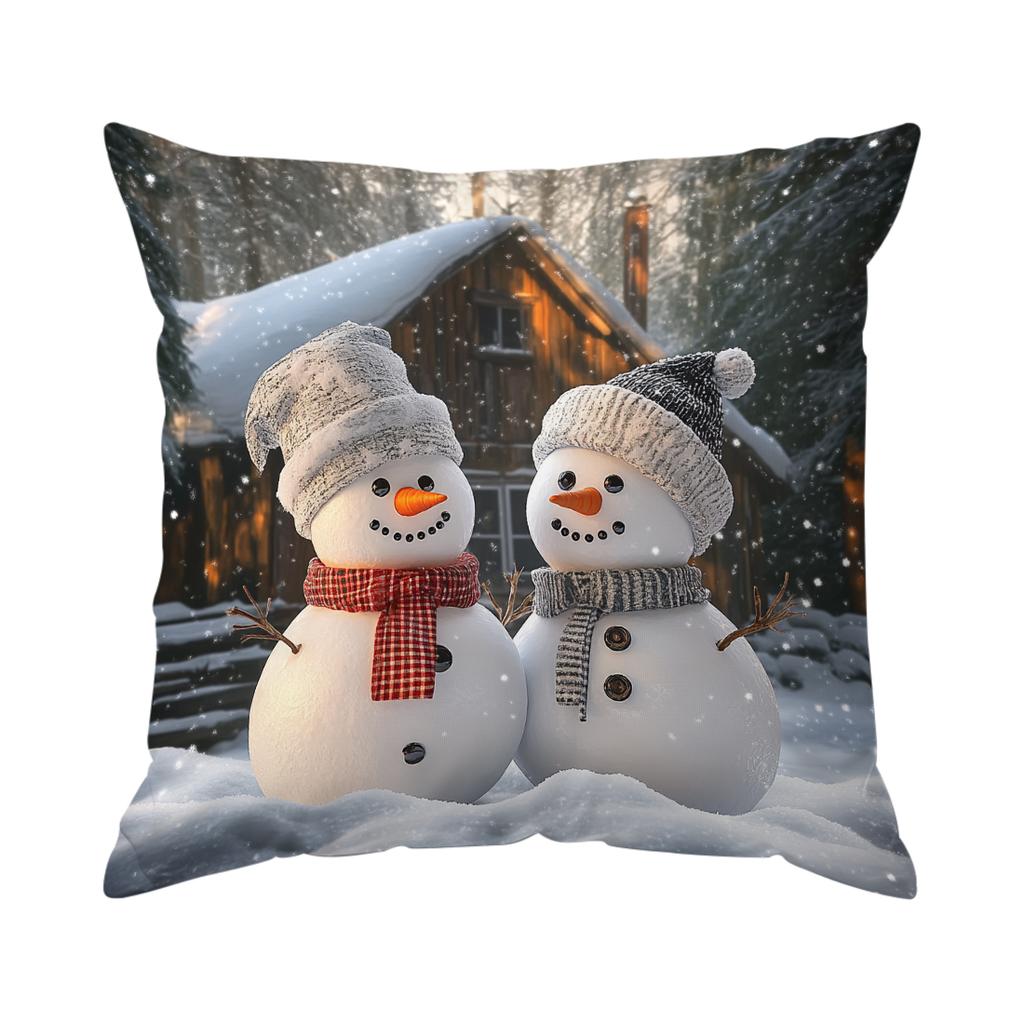 Christmas Snowman Cushions Pillowcase Polyester Cushion Cover Throw Pillow Sofa Decoration Pillowcover Home Car Sofa Decor