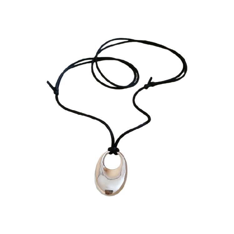 

Fashionable Metal Ring Chokers Necklace Soft Adjustable Leather Cord Jewelry Perfect Gift For Special Moment серебряный
