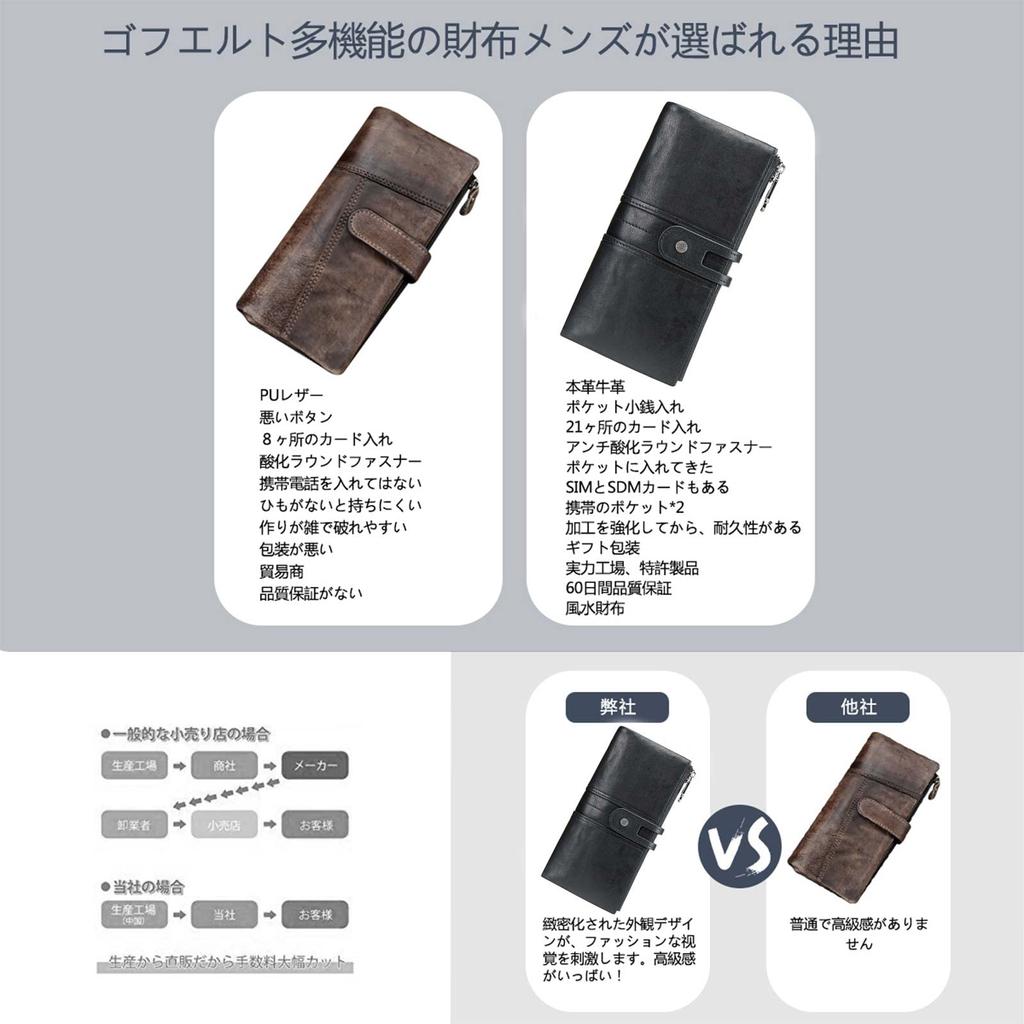 Langes, aus Rindsleder gefertigtes, verbessertes Original, fasst 14 Fächer, rund, bewährtes, patentiertes Geschenk, Originalprodukt [Gofelt], Geldbörse, Herrengeldbörse, Japan,