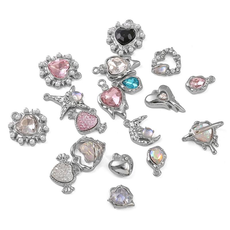 Γούρι Κράματος Διαμαντιού Καρδιά Αστέρι Φεγγάρι Μενταγιόν Κολιέ Βραχιόλι Σκουλαρίκια Αξεσουάρ Κοσμημάτων DIY