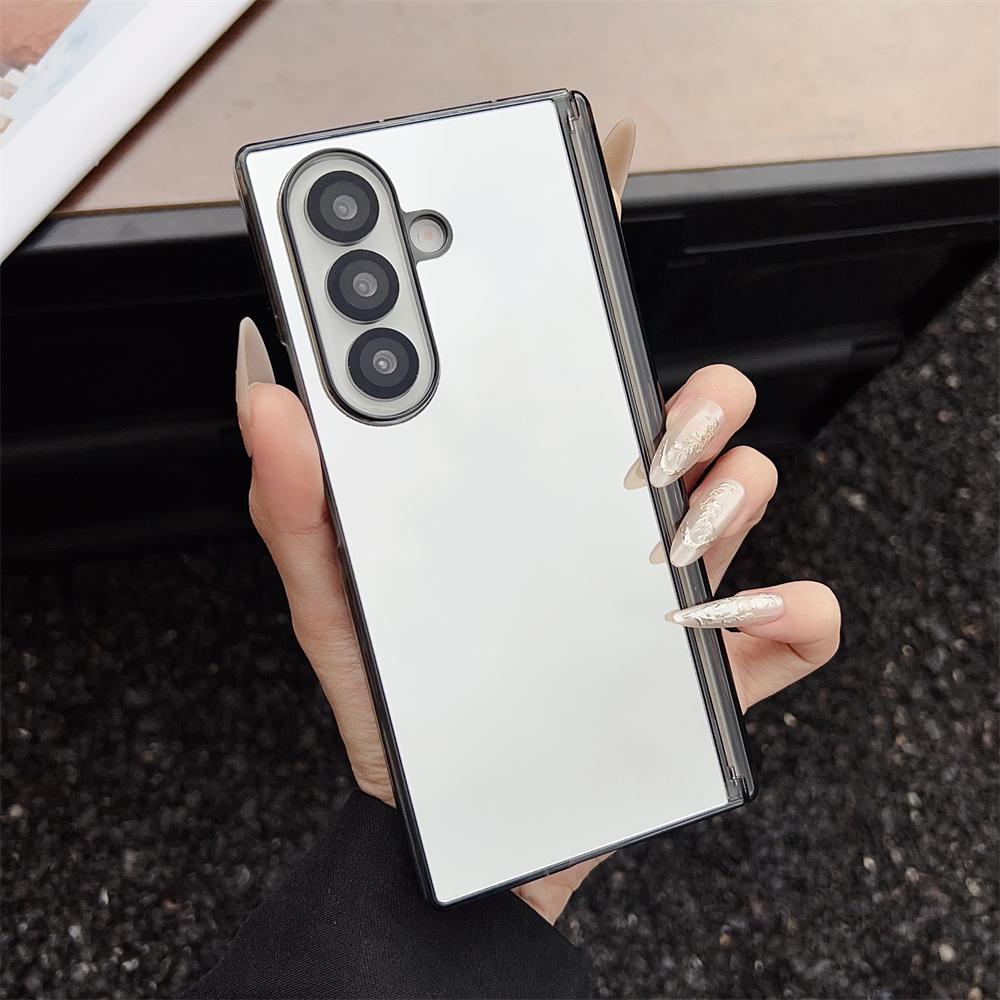Glossy Make-up Mirror Fliping Case for Samsung Z Fold 7 6 5 4 Luxury Full Body Protection Shockproof Bumper Cover for Z Fold 7