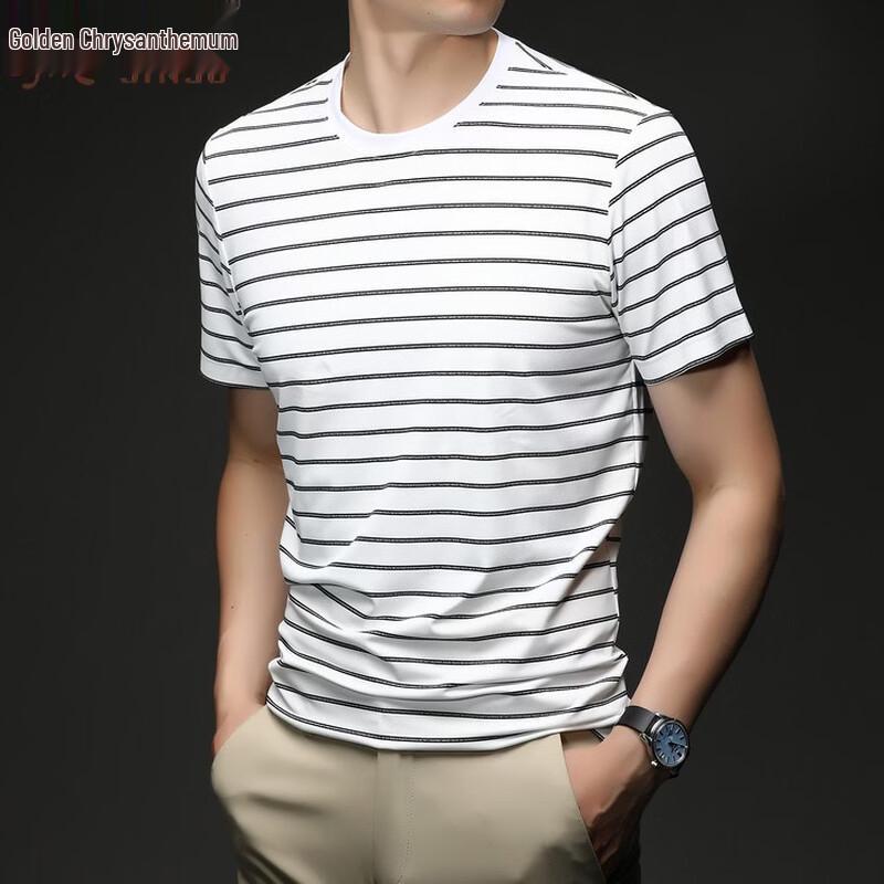 Jinjuan Men's 2026 Summer Classic Striped Round Neck T-shirt