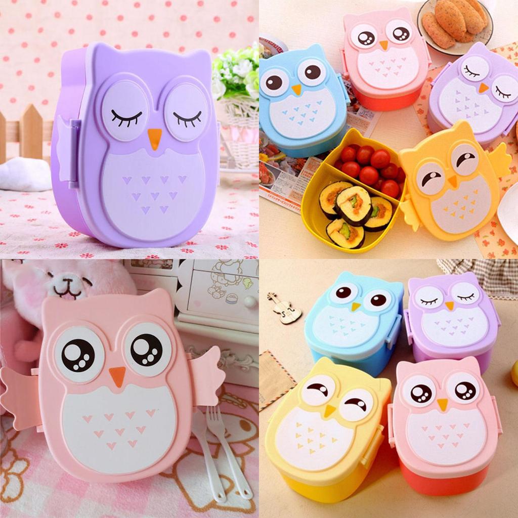 Adorable Owl Design Kids Bento Box With Premium Quality Materials And Utensils Included