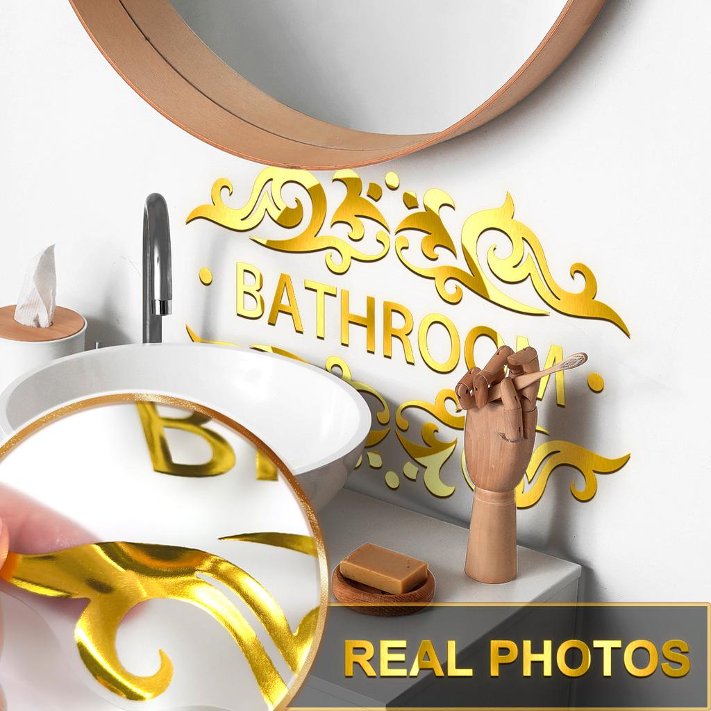 Tj12010 Hand-Painted Bronzing Bathroom English Pattern Door Sticker Decoration Room Bedroom Background Self-Adhesive Wall Sticker