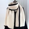 Black and White Color Matching Scarf Winter New Knitted Wool Girls Scarf