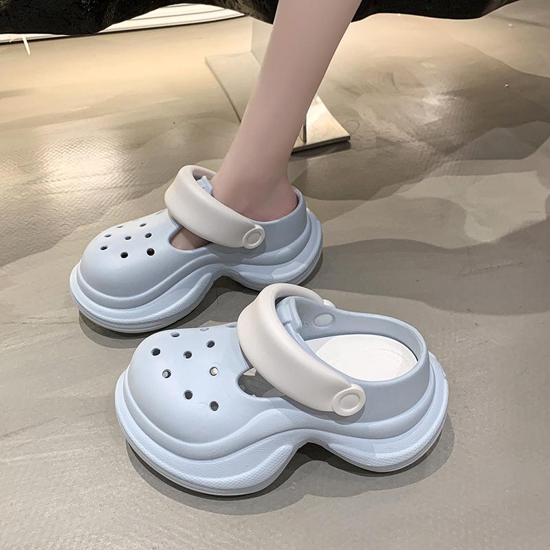 Fashion Women Platform Sandals DIY Laceup Fashion Clogs Thick Sole Summer Garden Shoes Ladies Home Street Slippers Beach Wedges Slides