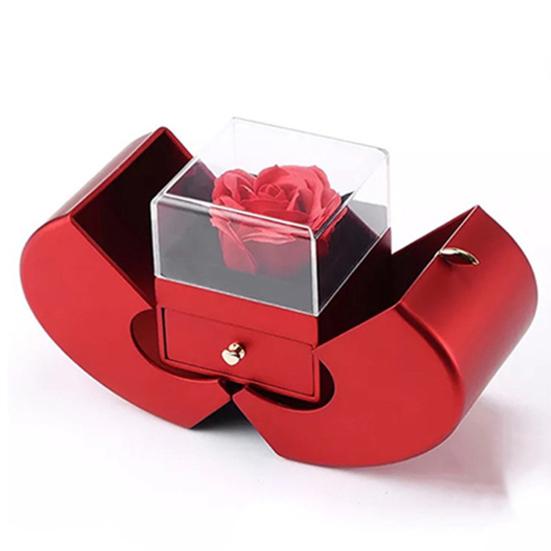 Dámský náhrdelník s úložným pouzdrem Ultralehký neblednoucí třpytivý šperk Náhrdelník blahopřání konzervované růže dárek