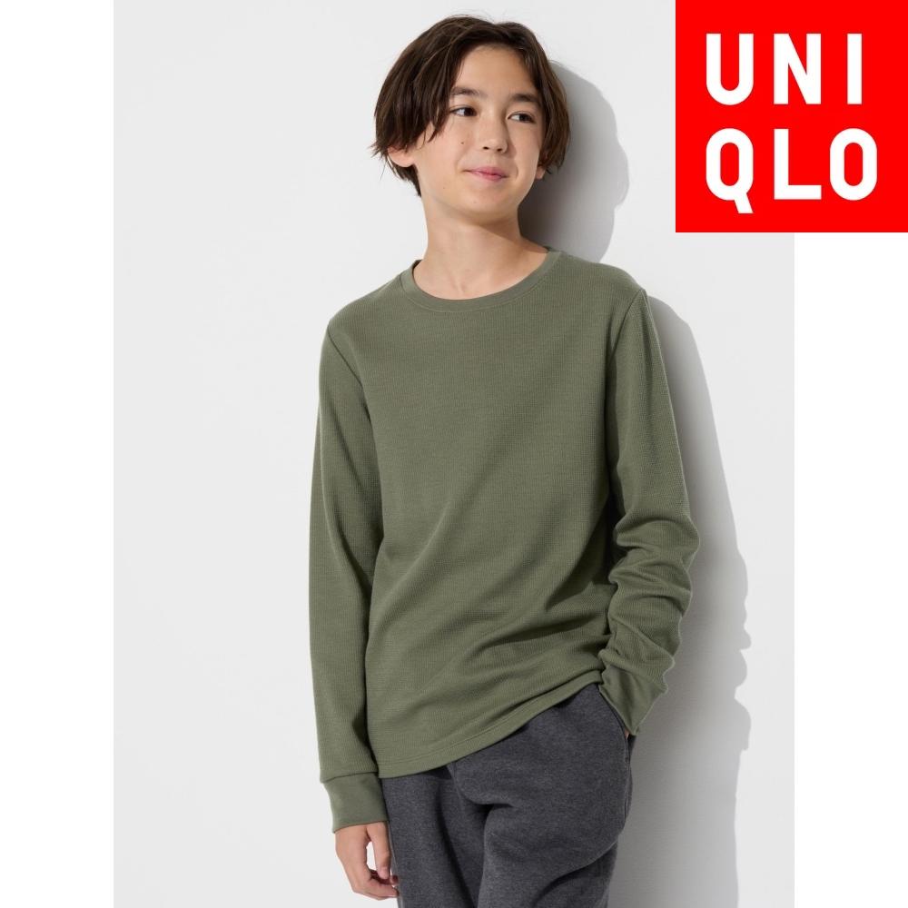 

Футболка с круглым вырезом UNIQLO JAPAN HEATTECH WAFFLE 56 OLIVE/120
