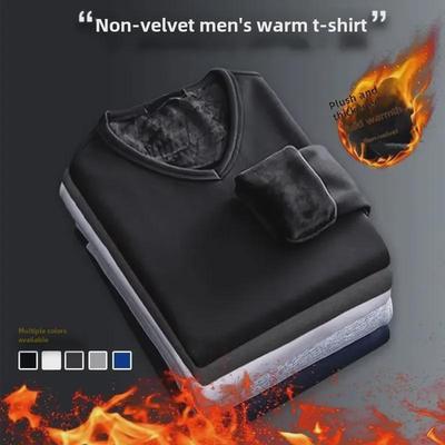 Thermisch ondergoed voor heren in de winter - gevoerd met fluweel, dik, jeugdig ontwerp, grote maat, buiten dragen, ondershirt