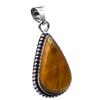 Tiger Eye Natural Gemstone Antique Silver Plated Pendant 2" J 1095