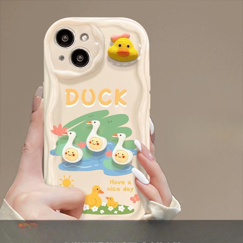 Applicable To Apple 14pro Mobile Phone Case IPhone 15/13 Silicone Soft Shell 12mini Three-dimensional Duck Chicken Doll