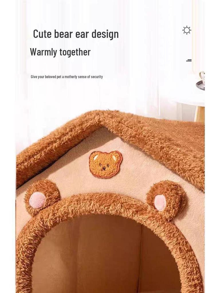 All-Season Detachable Pet House: Warm, Washable, Dual-Use for Cats & Small Dogs