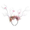 Diadema Exagerada Estilo Mori con Flores y Astas para Niños, para Fotos y Actuaciones