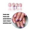 24 Stück Kurze Quadratische Falsche Nägel Bunte Blumen Press On Nägel French Tip Acrylnagel Glänzend Vollabdeckung Aufkleber Nägel