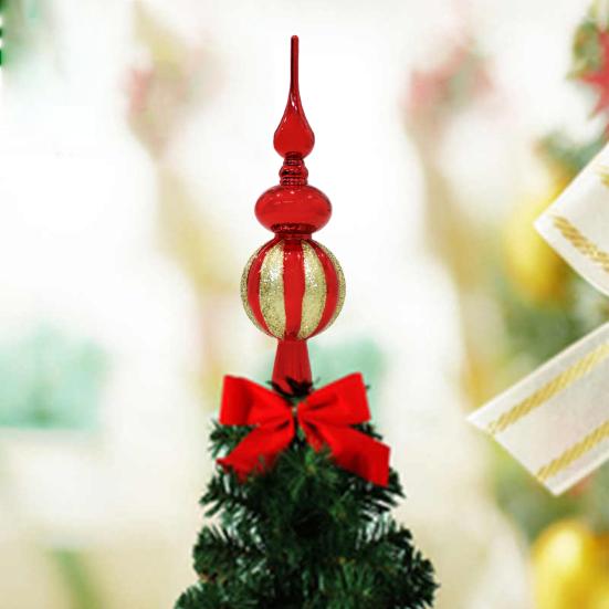 Christmas Tree Topper Xmas Glitter Treetop Topper Anti-slip Bottle Gourd Shape Christmas Tree Decoration Create Atmosphere Party Decor