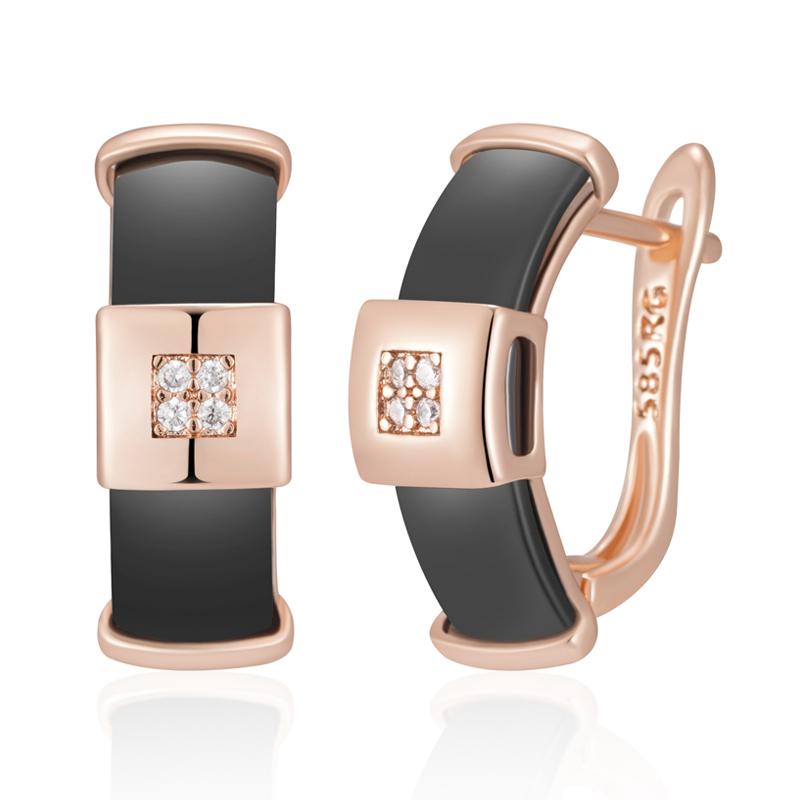 

Черные керамические серьги-капли для женщин цвета розового золота с натуральным цирконом, аксессуары, высокое качество, повседневные изящные украшения