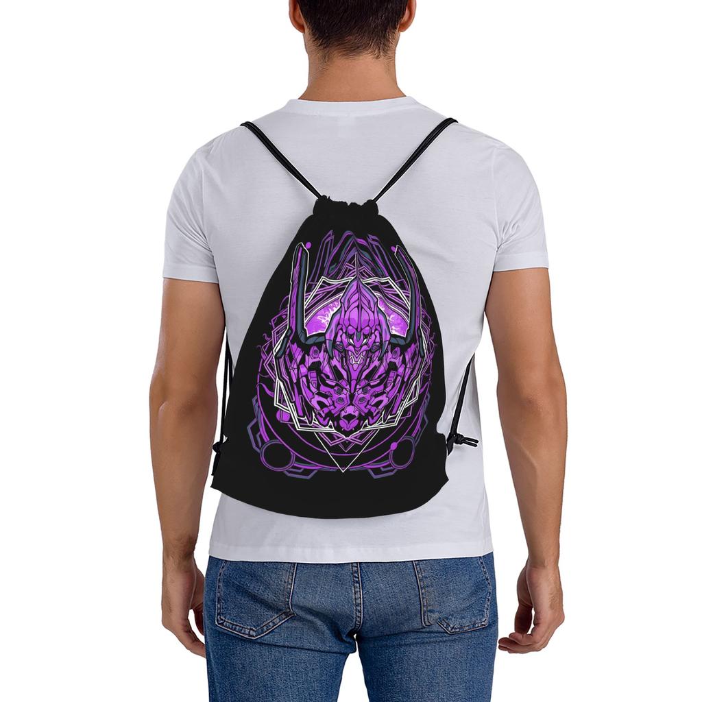 Custom EVA Evangelions Drawstring Backpack Sports Gym Bag for Men Women Manga Training Sackpack