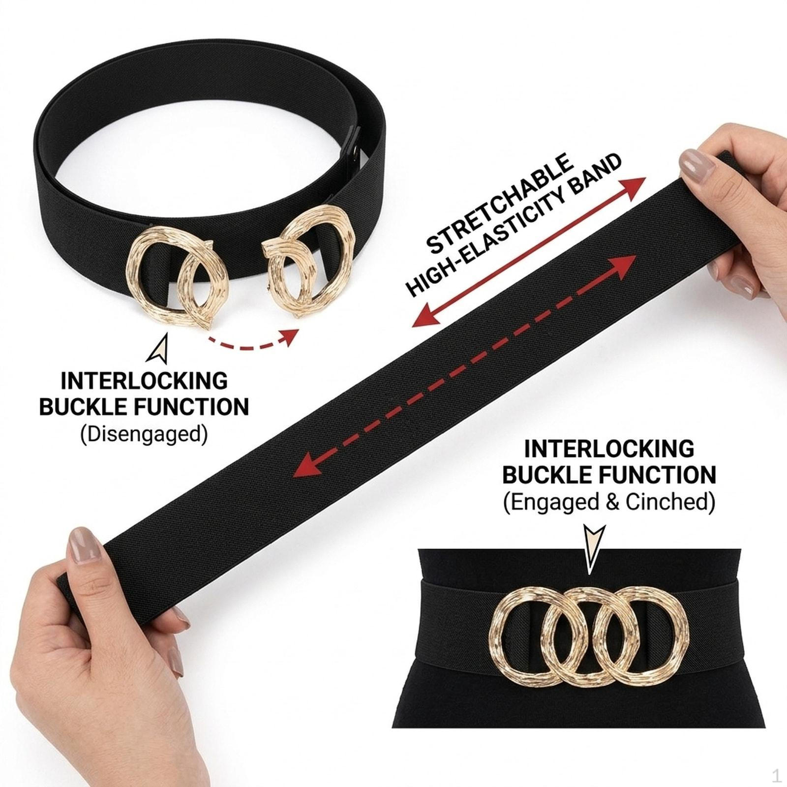 

5 Cm Wide Elastic Belt with Buckle, Corset Style for Women. чёрный