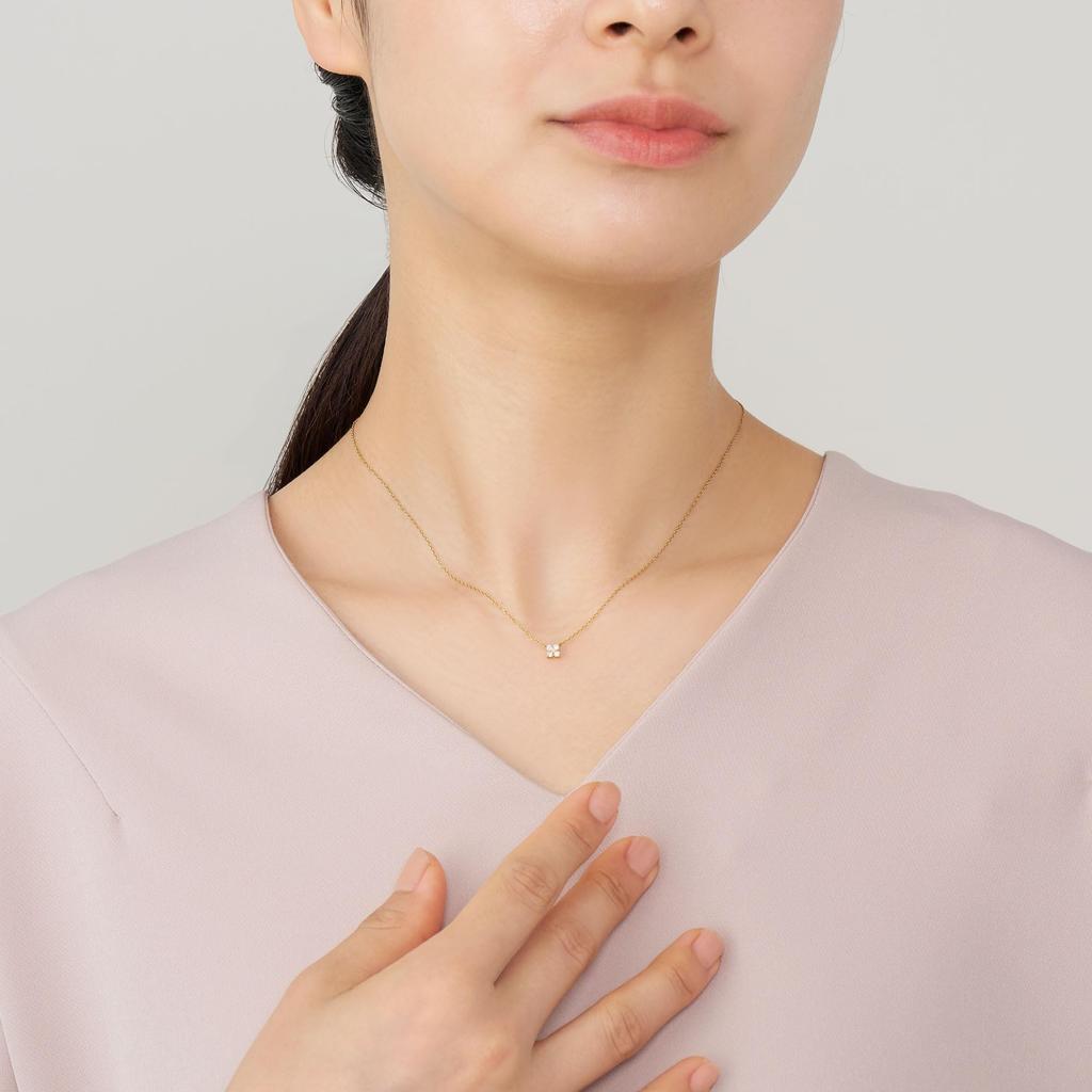 Necklace K18 Yellow Gold Diamond Corolla Petal AGVN594440DI [Vendome Aoyama] [Official] 0.1ct